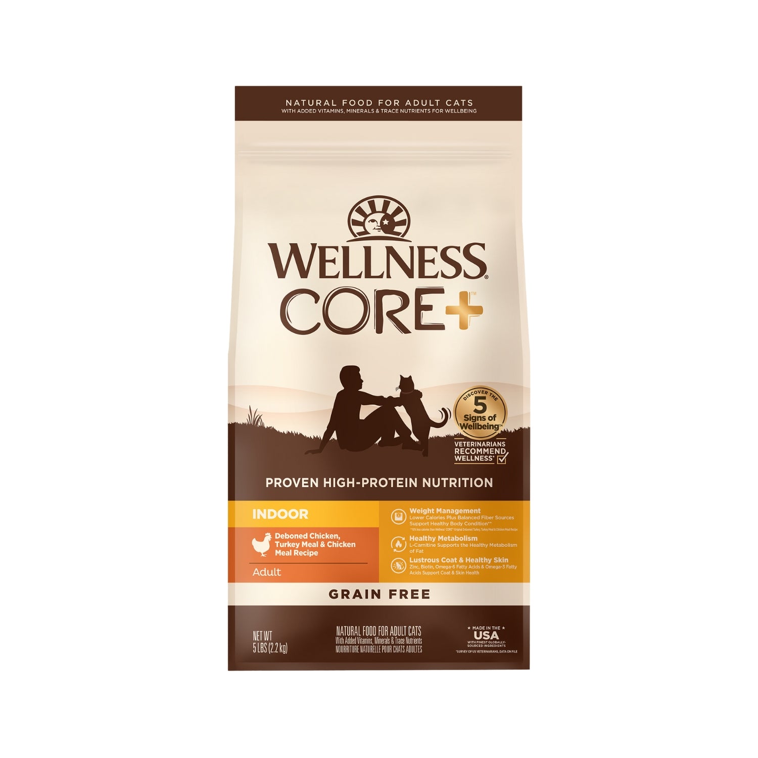 Wellness CORE+ Grain Free Indoor Deboned Chicken, Turkey & Chicken Meals Dry Cat Food