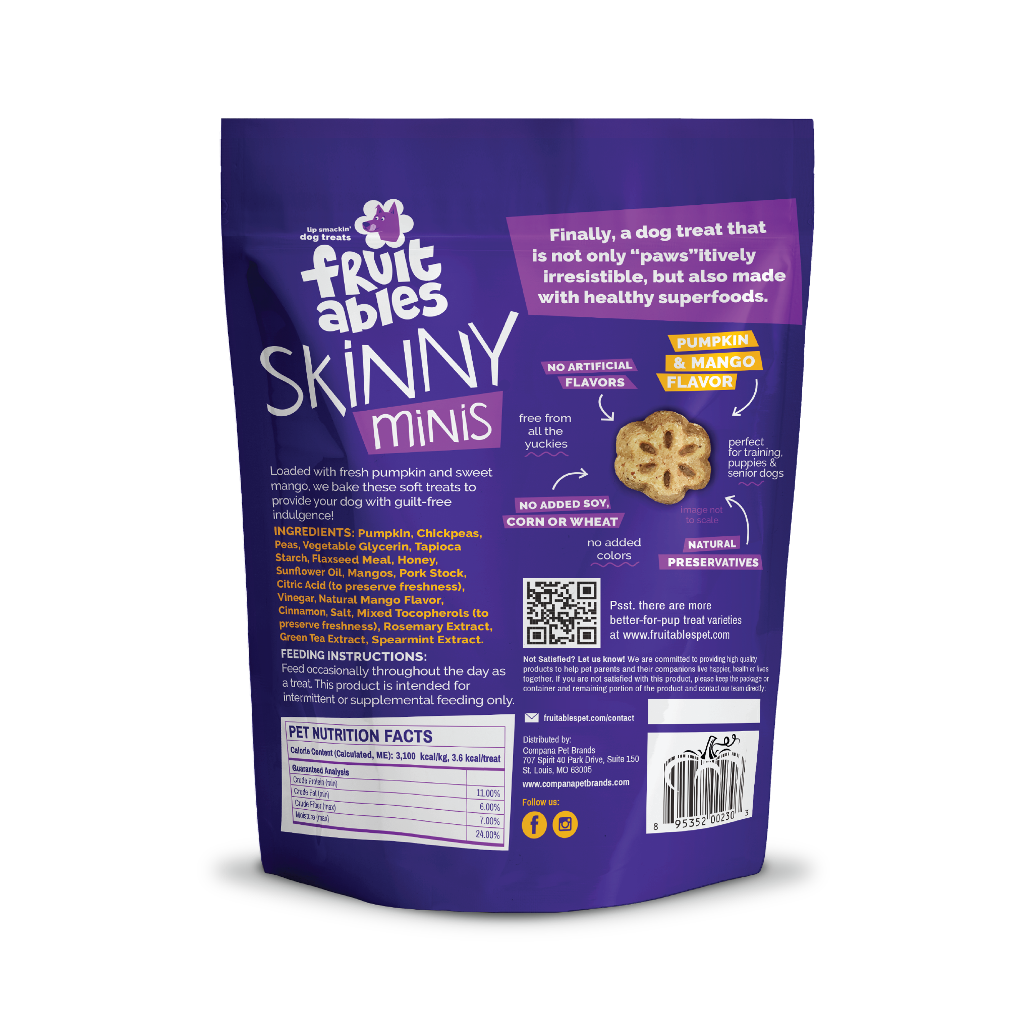 Fruitables Skinny Minis Pumpkin and Mango Chewy Dog Treats
