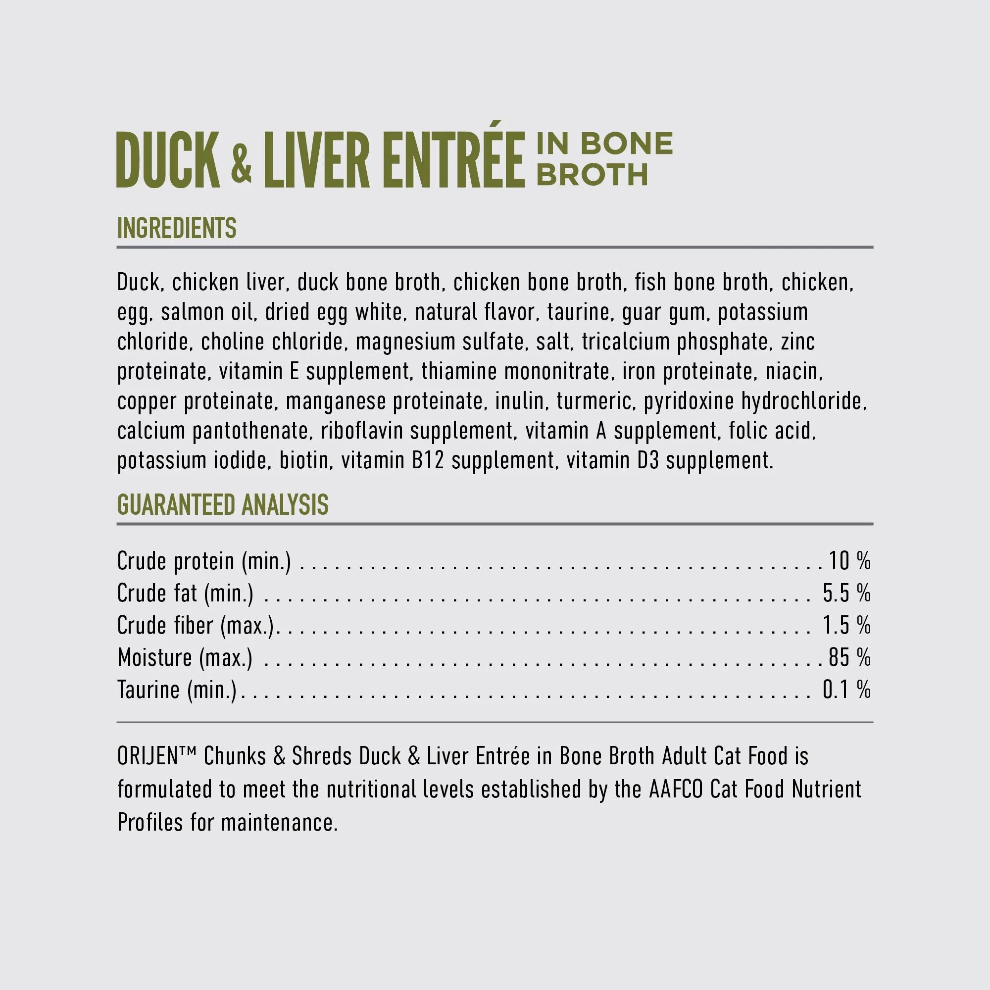 Orijen Chunks & Shreds Duck & Liver Entree In Bone Broth Cat Canned Food