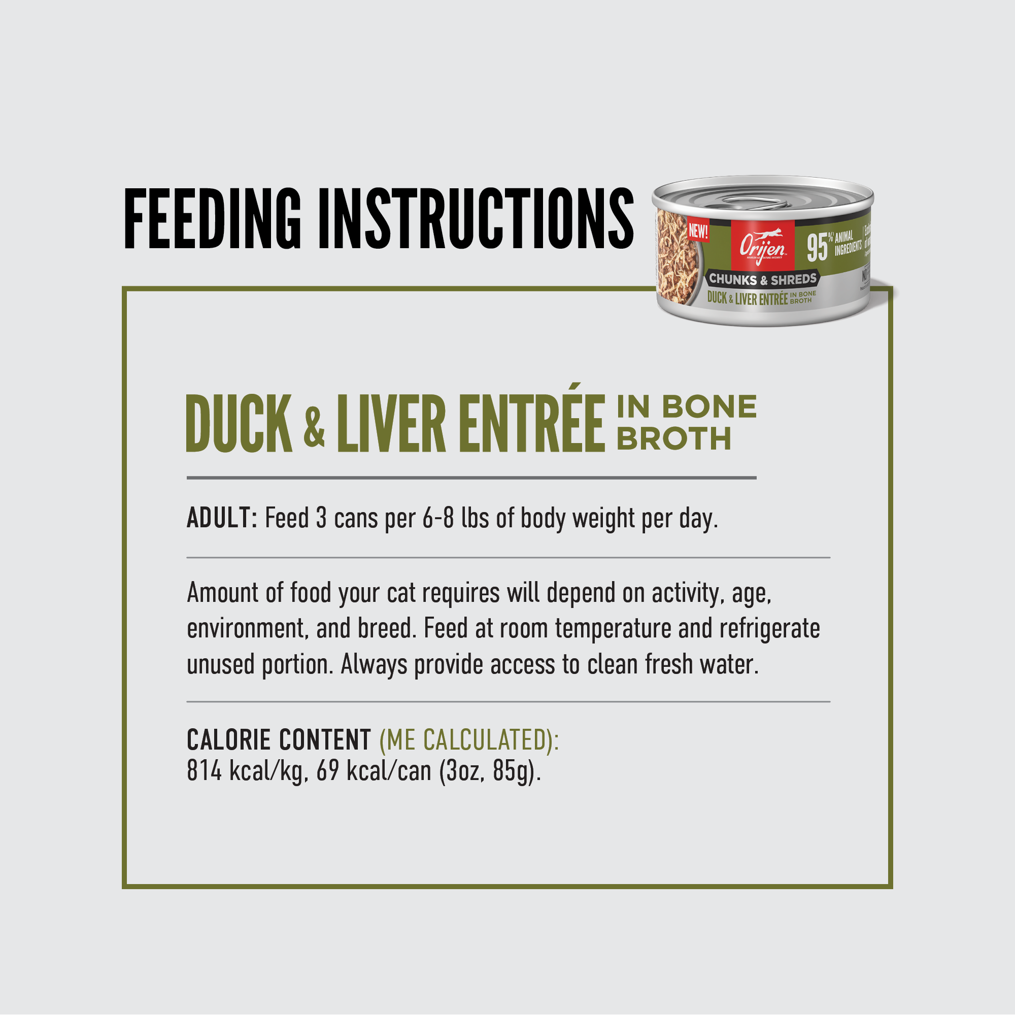 Orijen Chunks & Shreds Duck & Liver Entree In Bone Broth Cat Canned Food