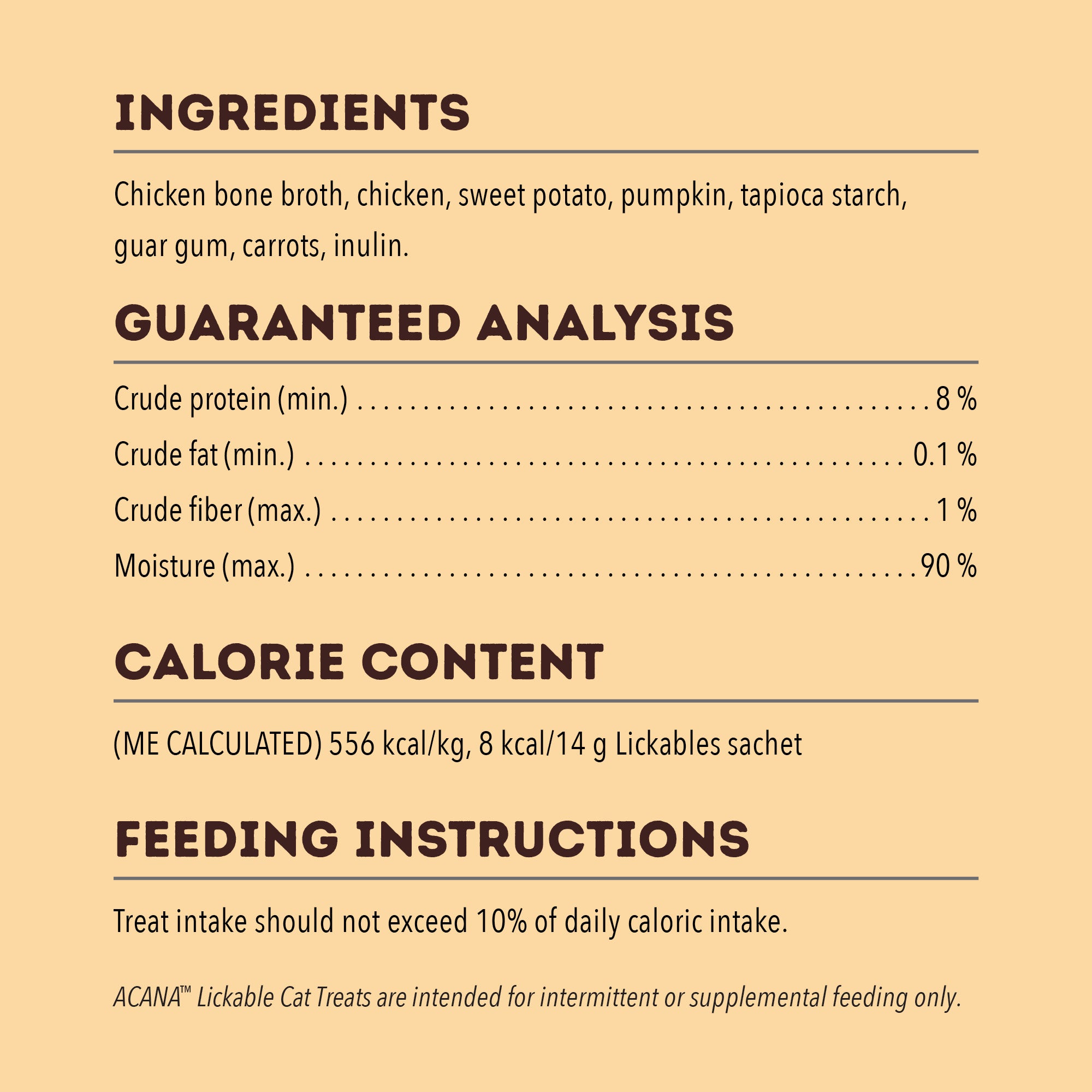 Acana Lickables Chicken Recipe Puree Cat Treats