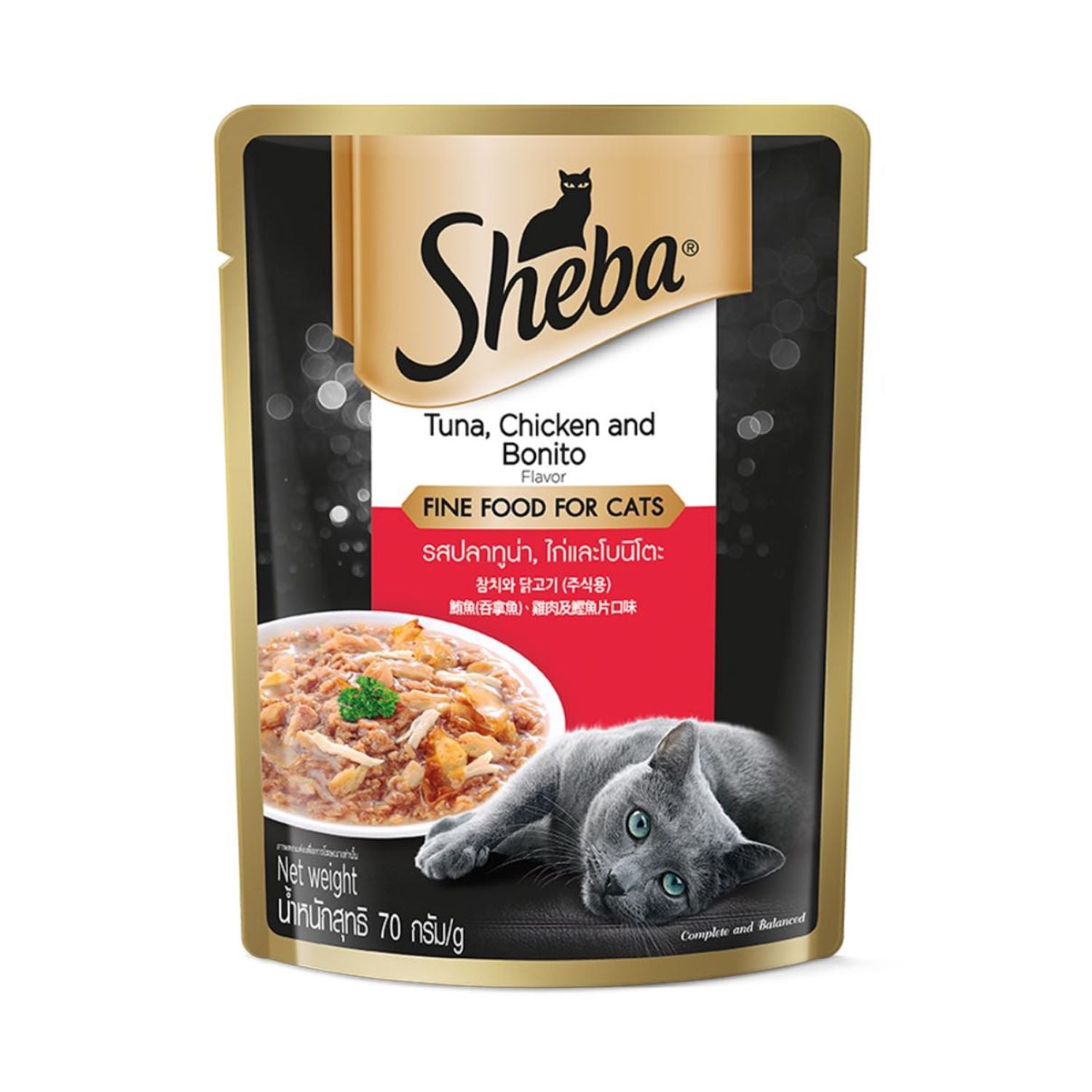 Sheba Tuna & Chicken With Bonito Flake Pouch Cat Food