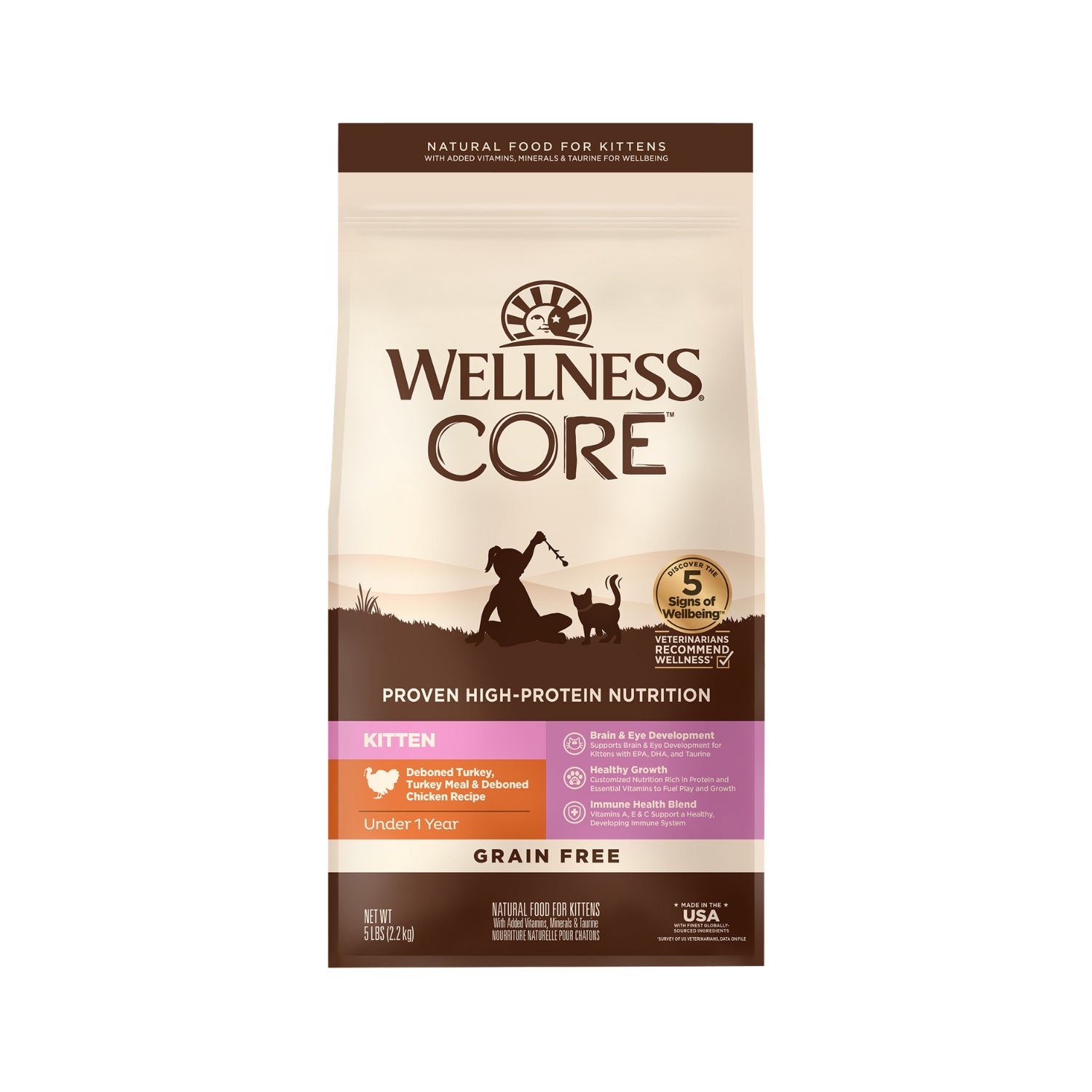 Wellness CORE Grain Free Kitten Deboned Turkey, Turkey Meal & Deboned Chicken Recipe Dry Cat Food