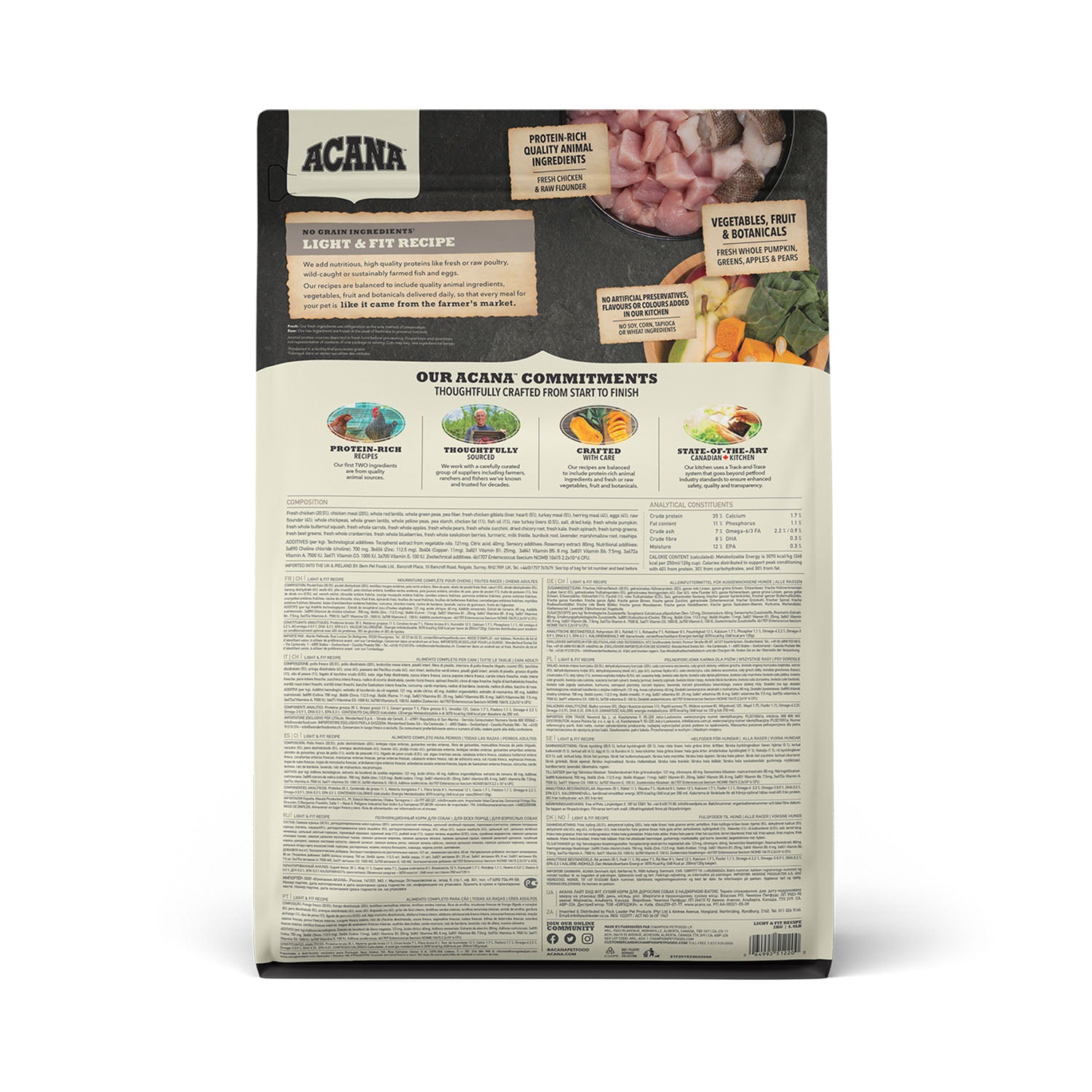 Acana Heritage Light & Fit Dry Dog Food back