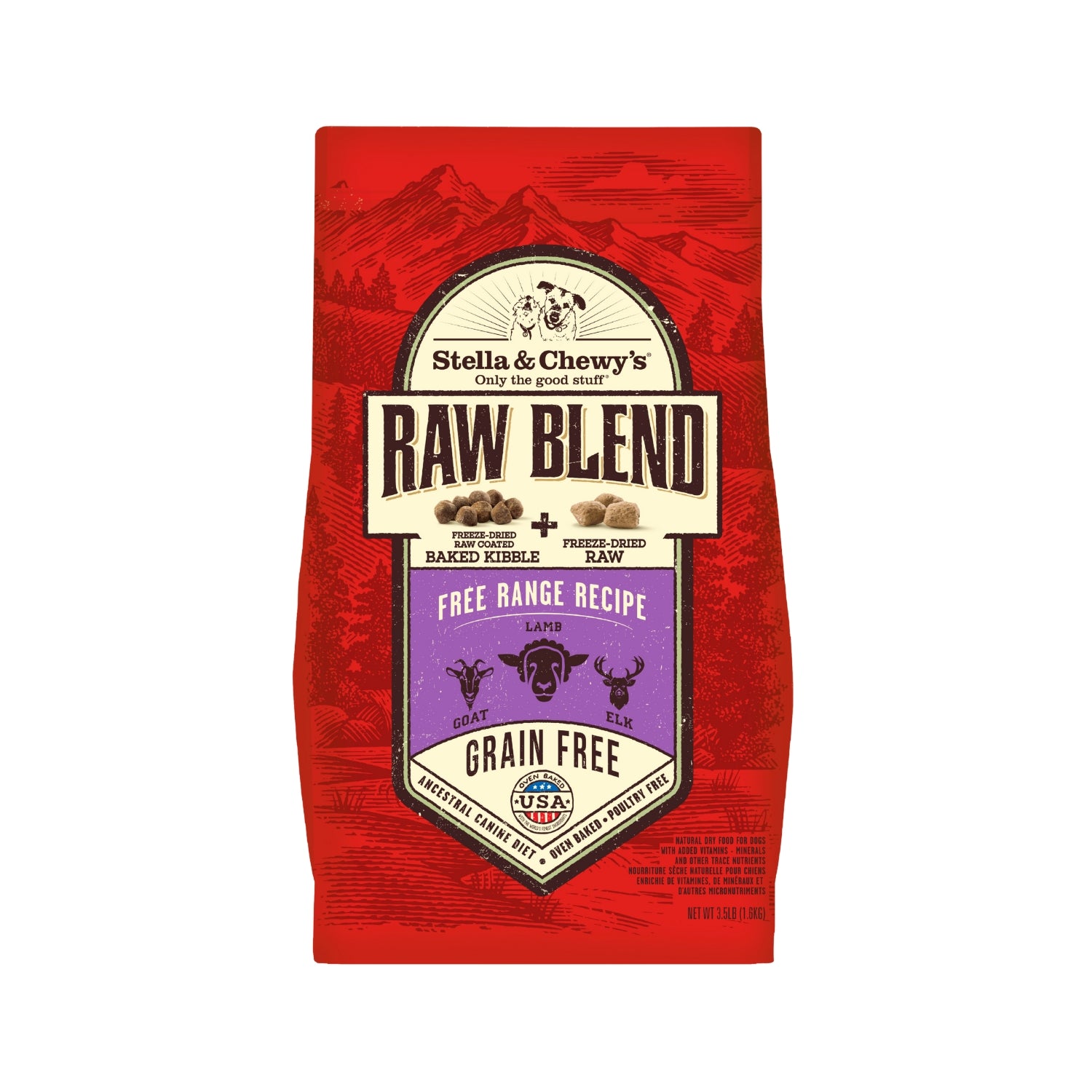 Stella & Chewy’s Raw Blend Kibble Free Range Recipe (Goat, Lamb & Elk) Grain-Free Dry Dog Food