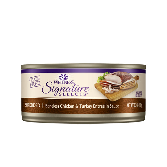 Wellness CORE Signature Selects Grain-Free Shredded Boneless Chicken & Turkey Entrée Canned Cat Food