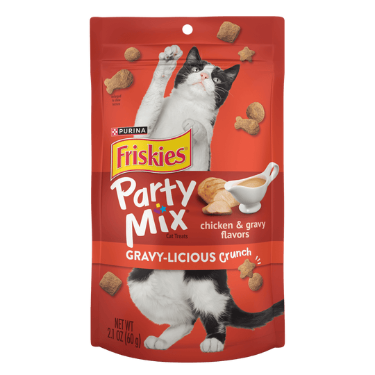Friskies Party Mix Crunch Gravy-licious Chicken & Gravy Adult Cat Treats