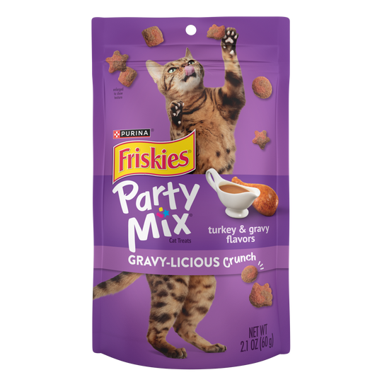 Friskies Party Mix Crunch Gravy-licious Turkey & Gravy Adult Cat Treats