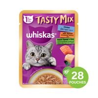Whiskas Tasty Mix Chicken And Salmon With Wakame Seaweed In Gravy Pouch Wet Cat Food 70g