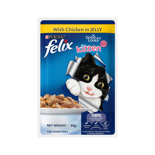 Felix Kitten Chicken in Jelly Pouch Cat Food