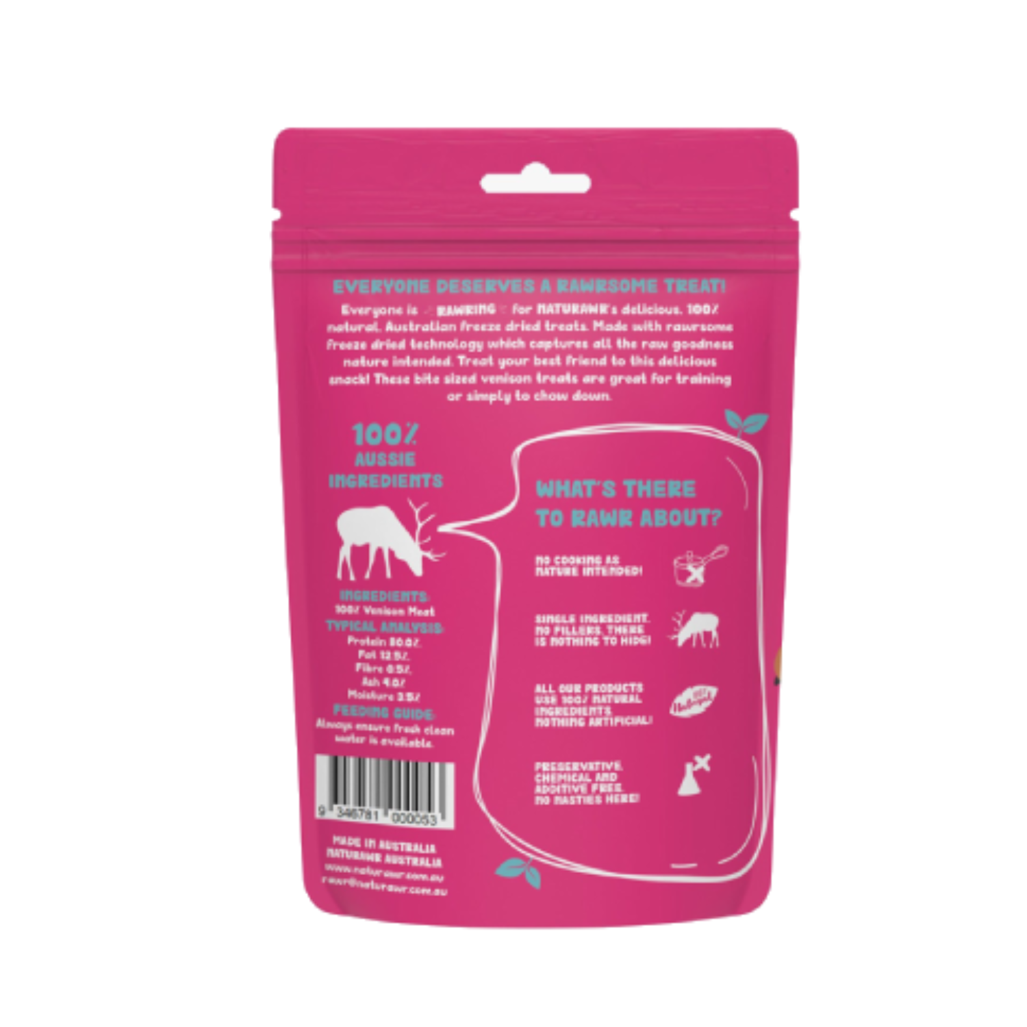 Naturawr Venison Bites Freeze Dried Dog treat