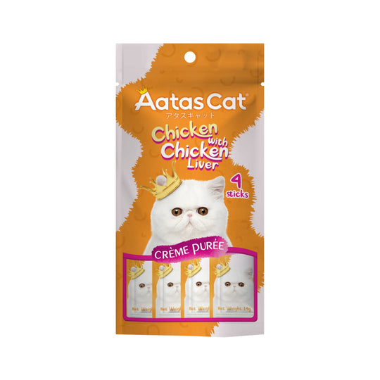 Aatas Cat Crème Purée Chicken with Chicken Liver Liquid Cat Treats