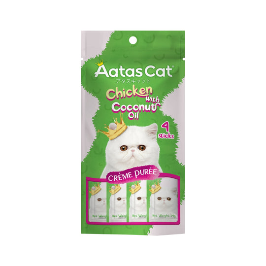 Aatas Cat Crème Purée Chicken with Coconut Oil Liquid Cat Treats