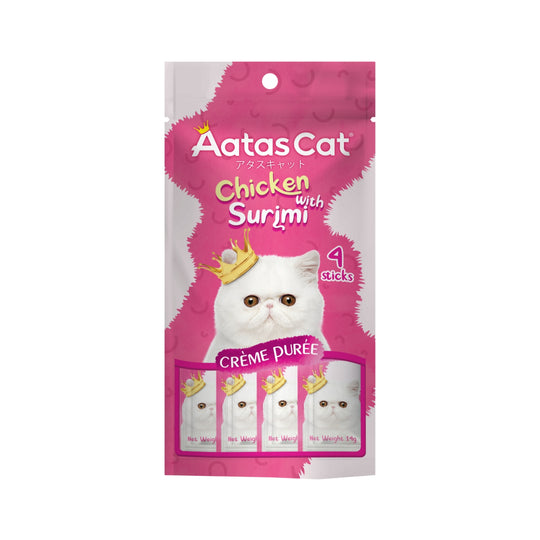 Aatas Cat Crème Purée Chicken with Surimi Liquid Cat Treats