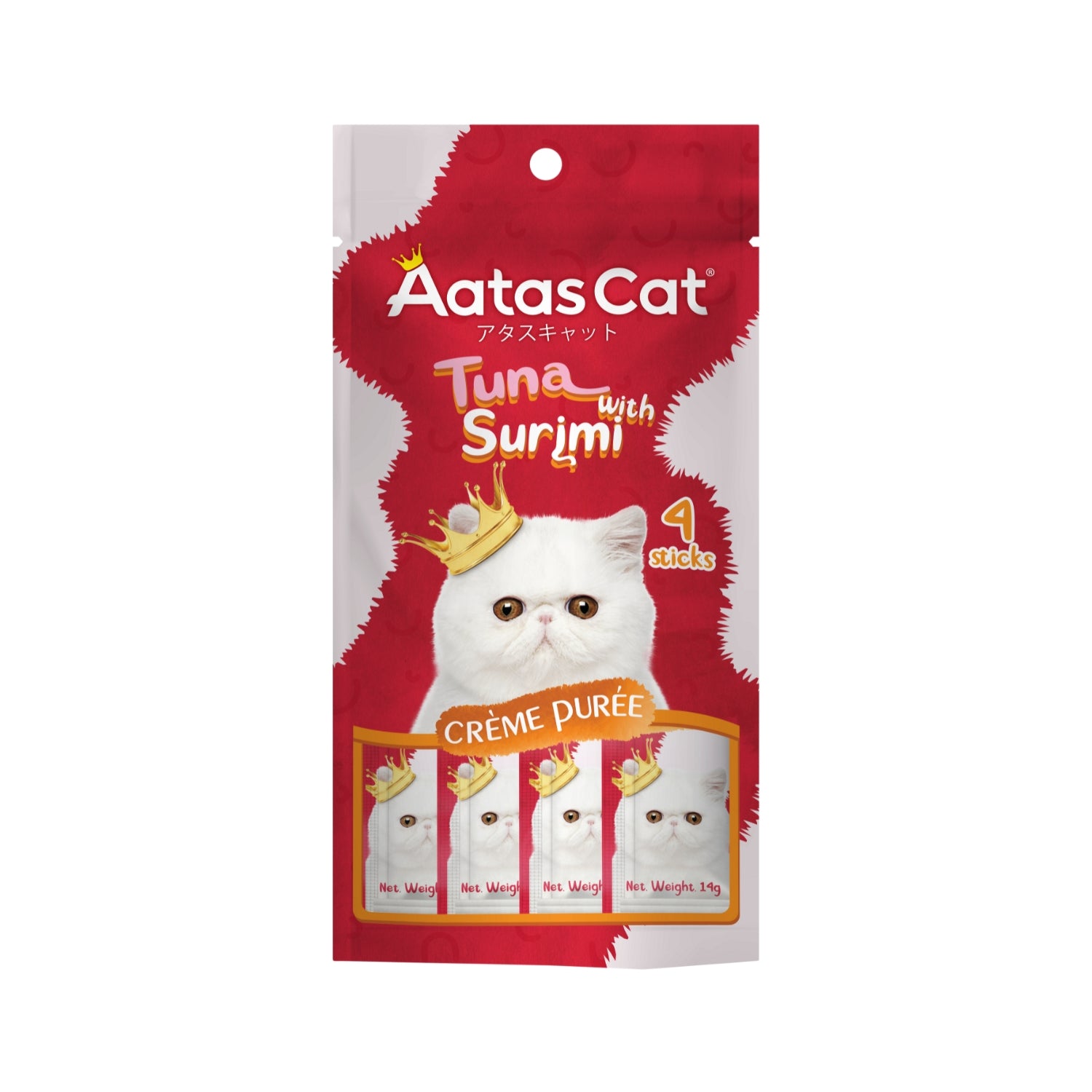 Aatas Cat Crème Purée Tuna with Surimi Liquid Cat Treats