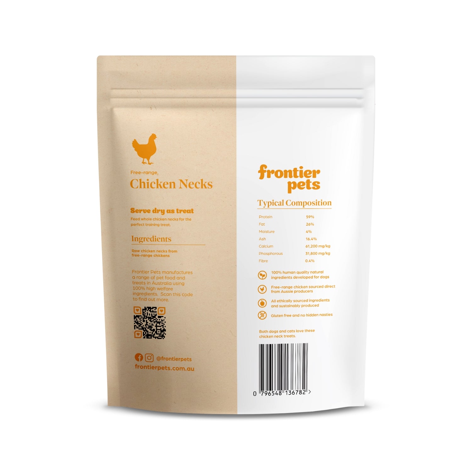 Frontier Free-Range Freeze-Dried Raw Chicken Neck Dog Treat