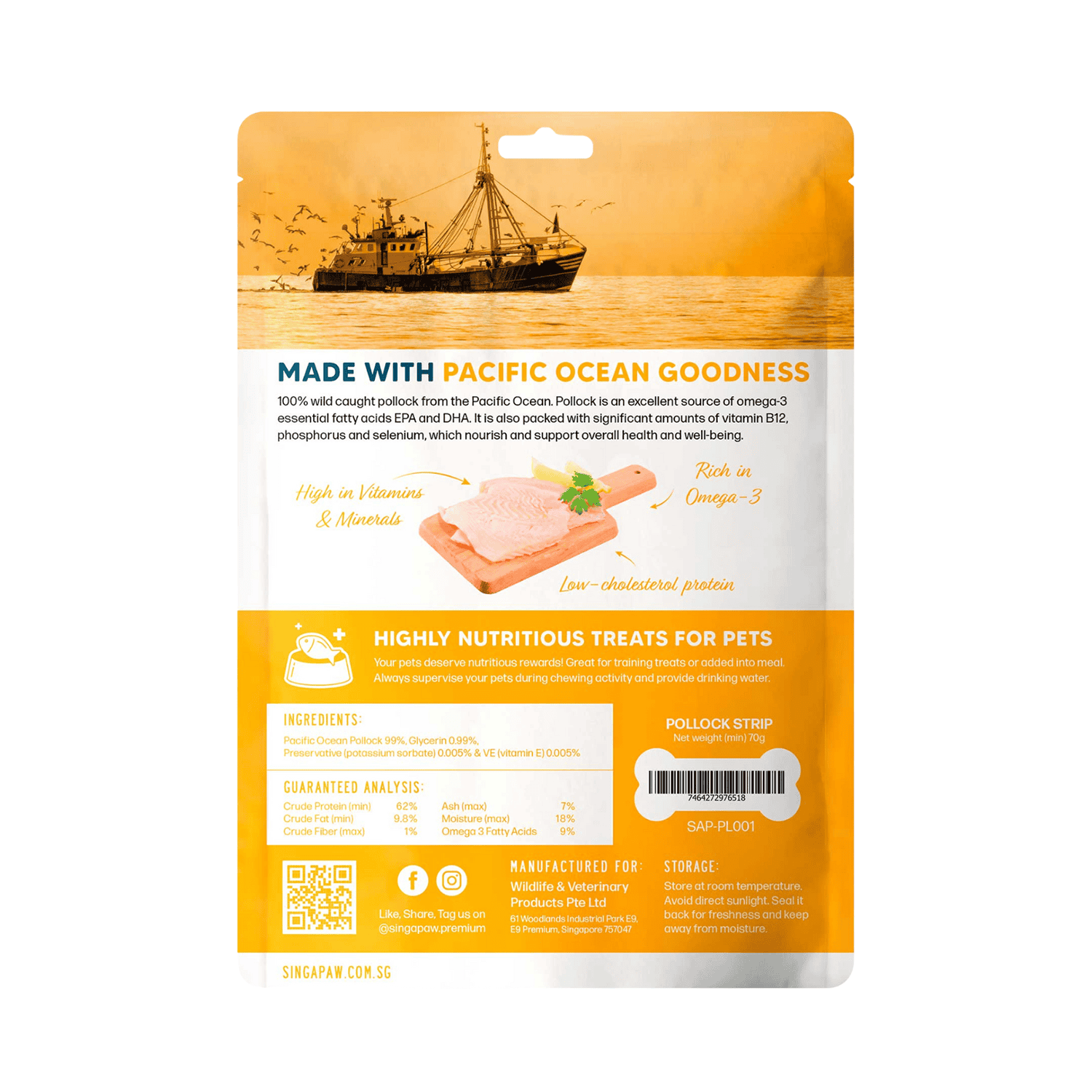 Singapaw Pollock Cut Air Dried Dog Treats