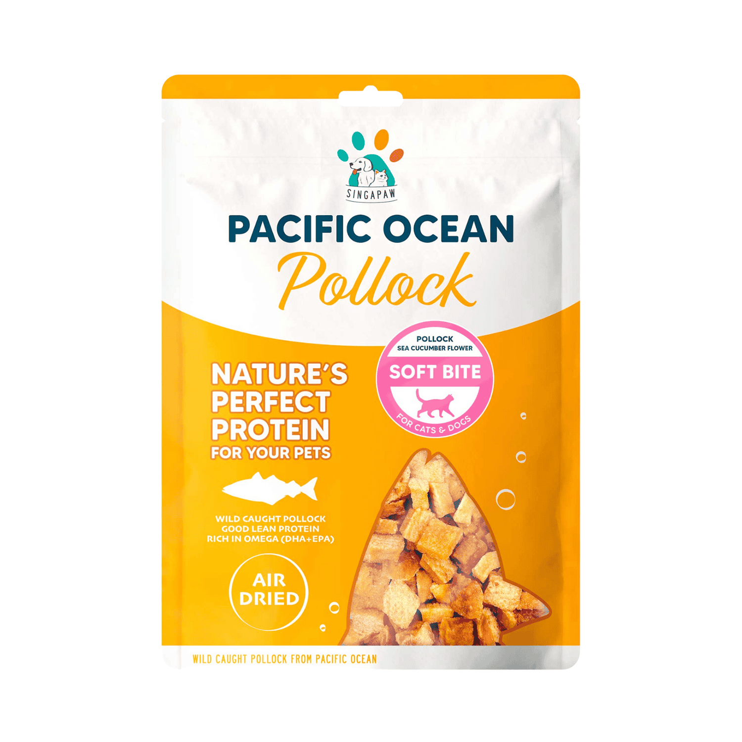 Singapaw Pollock With Sea Cucumber Flower Soft Bite Air Dried Dog and Cat Treats