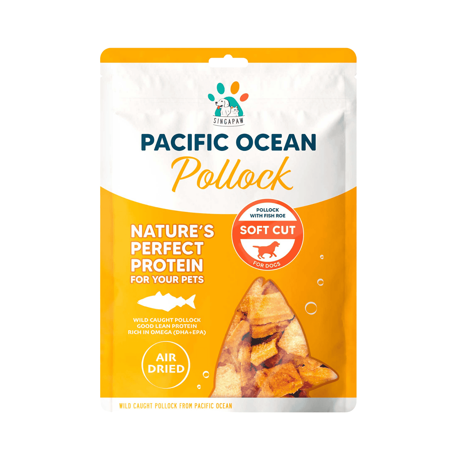 Singapaw Pollock With Fish Roe Soft Cut Air Dried Dog and Cat Treats