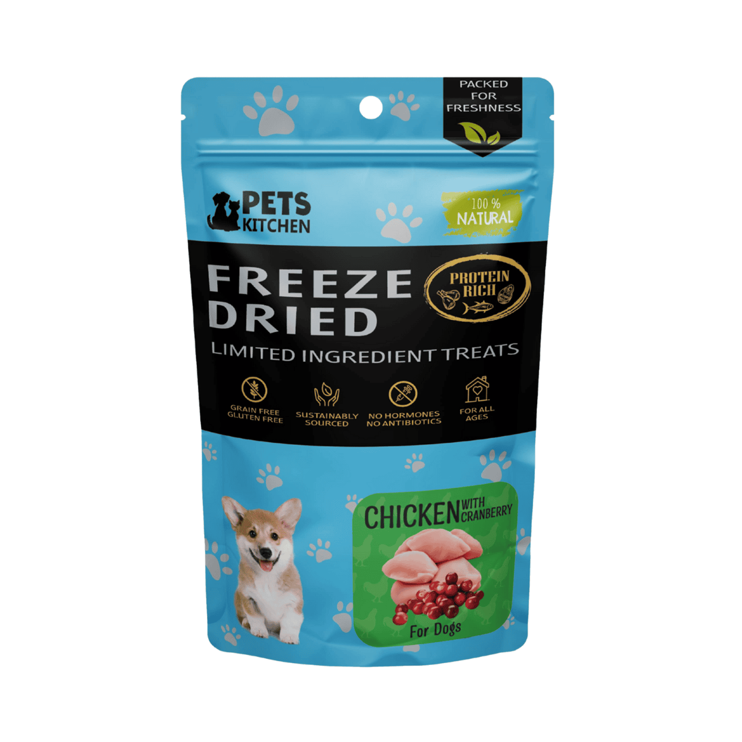 Pets Kitchen Freeze Dried Chicken with Cranberry Treats For Dogs