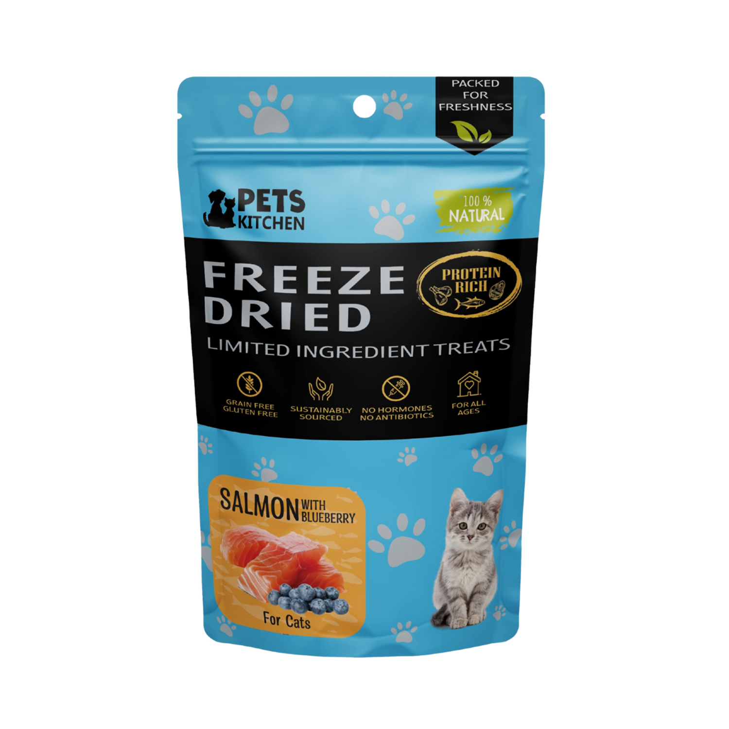 Pets Kitchen Freeze Dried Salmon with Blueberry Treats For Cats