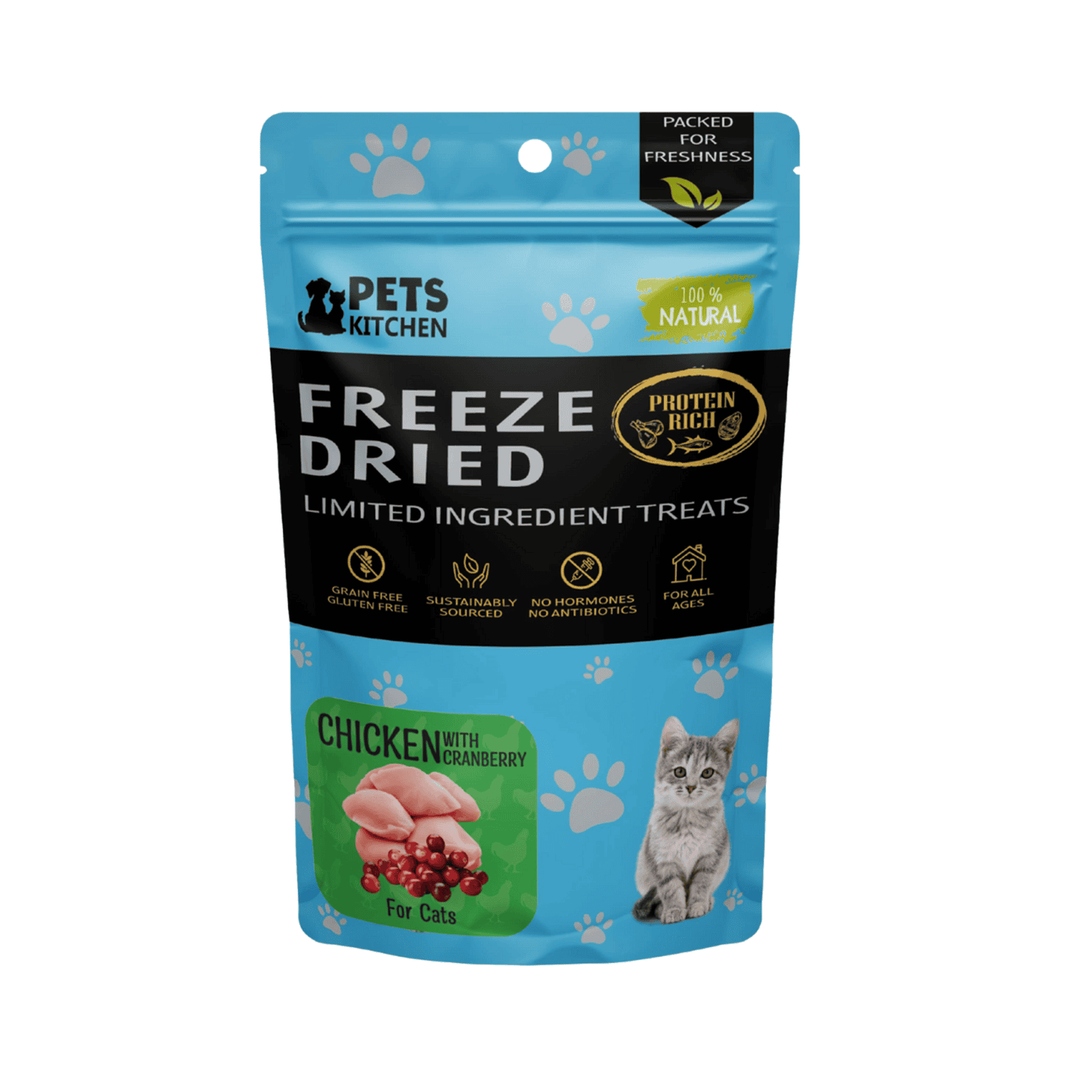 Pets Kitchen Freeze Dried Chicken with Cranberry Treats For Cats