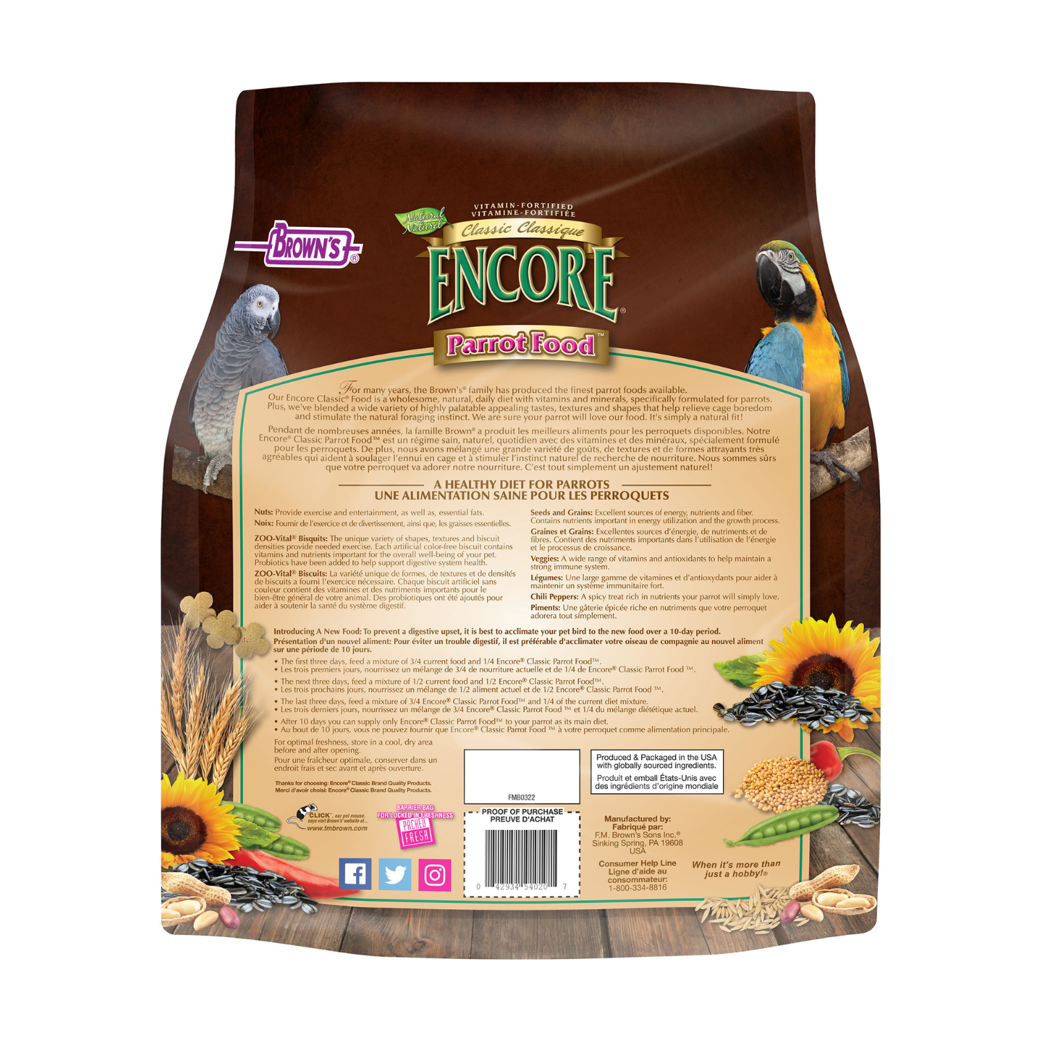 Brown's Encore Classic Natural Parrot Food