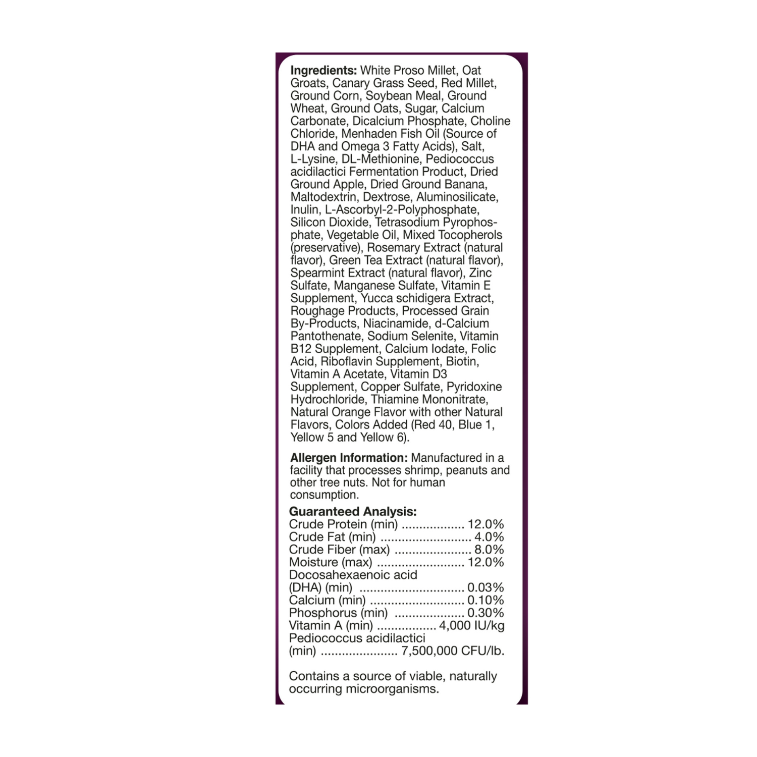 Brown's Encore Premium Parakeet Food