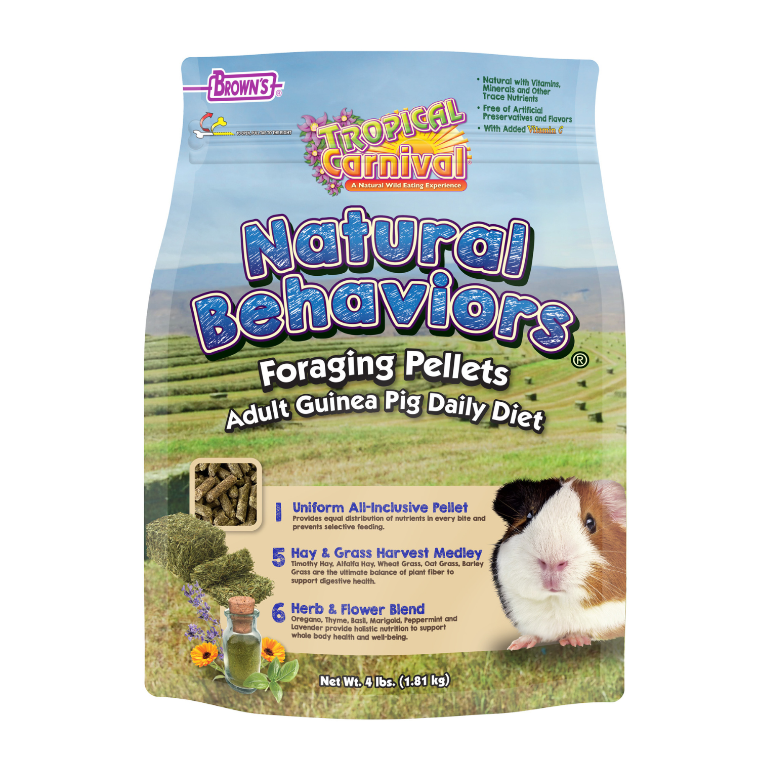 Tropical Carnival® Natural Behaviors Foraging Pellets Adult Guinea Pig Daily Diet
