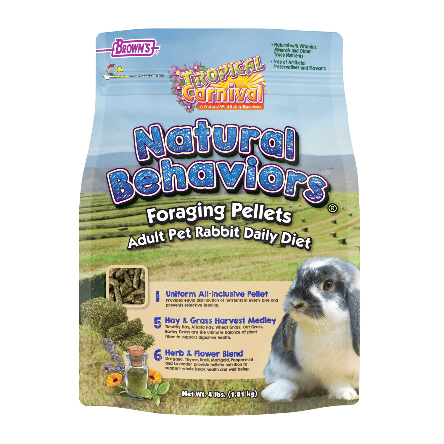 Tropical Carnival® Natural Behaviors Foraging Pellets Adult Pet Rabbit Daily Diet