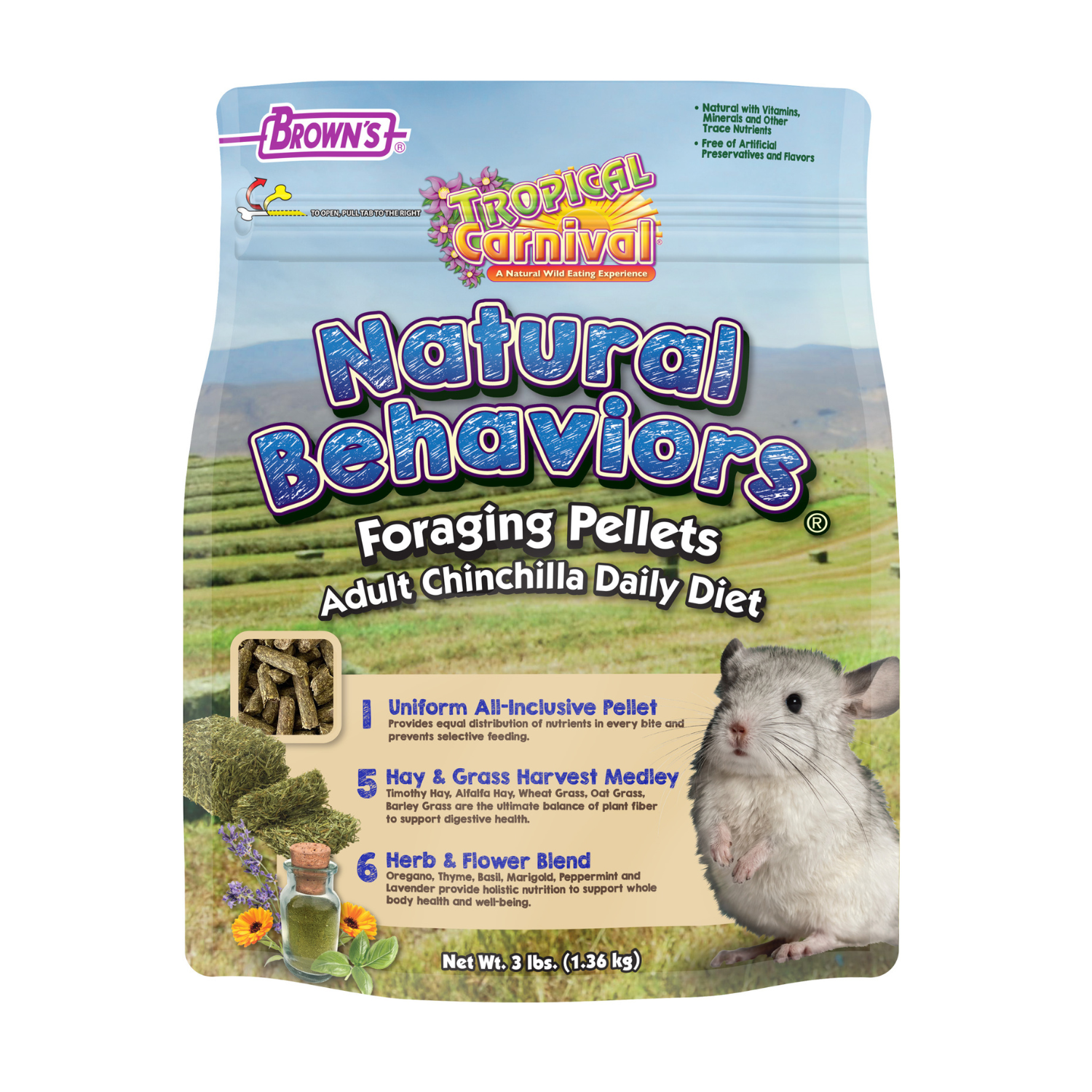Tropical Carnival® Natural Behaviors Foraging Pellets Adult Chinchilla Daily Diet