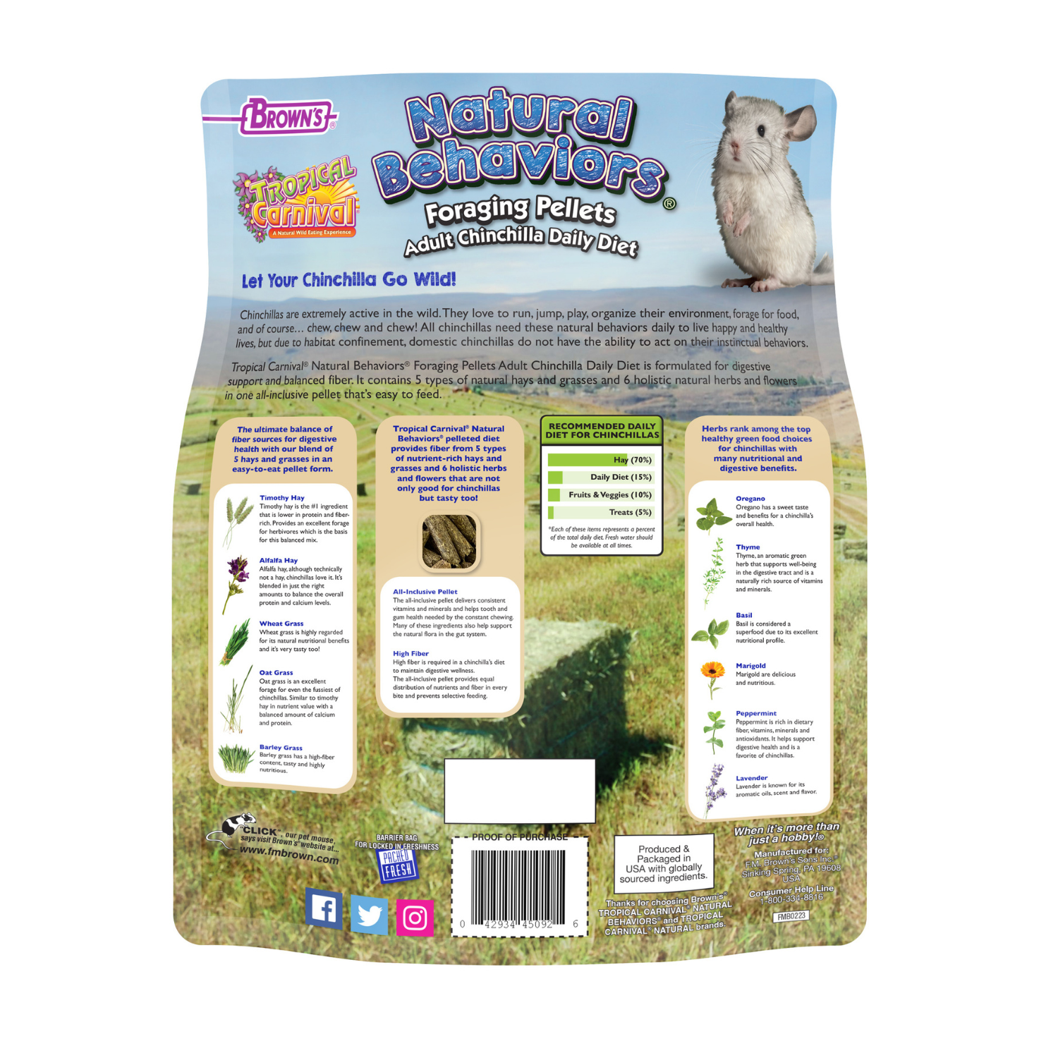 Tropical Carnival® Natural Behaviors Foraging Pellets Adult Chinchilla Daily Diet