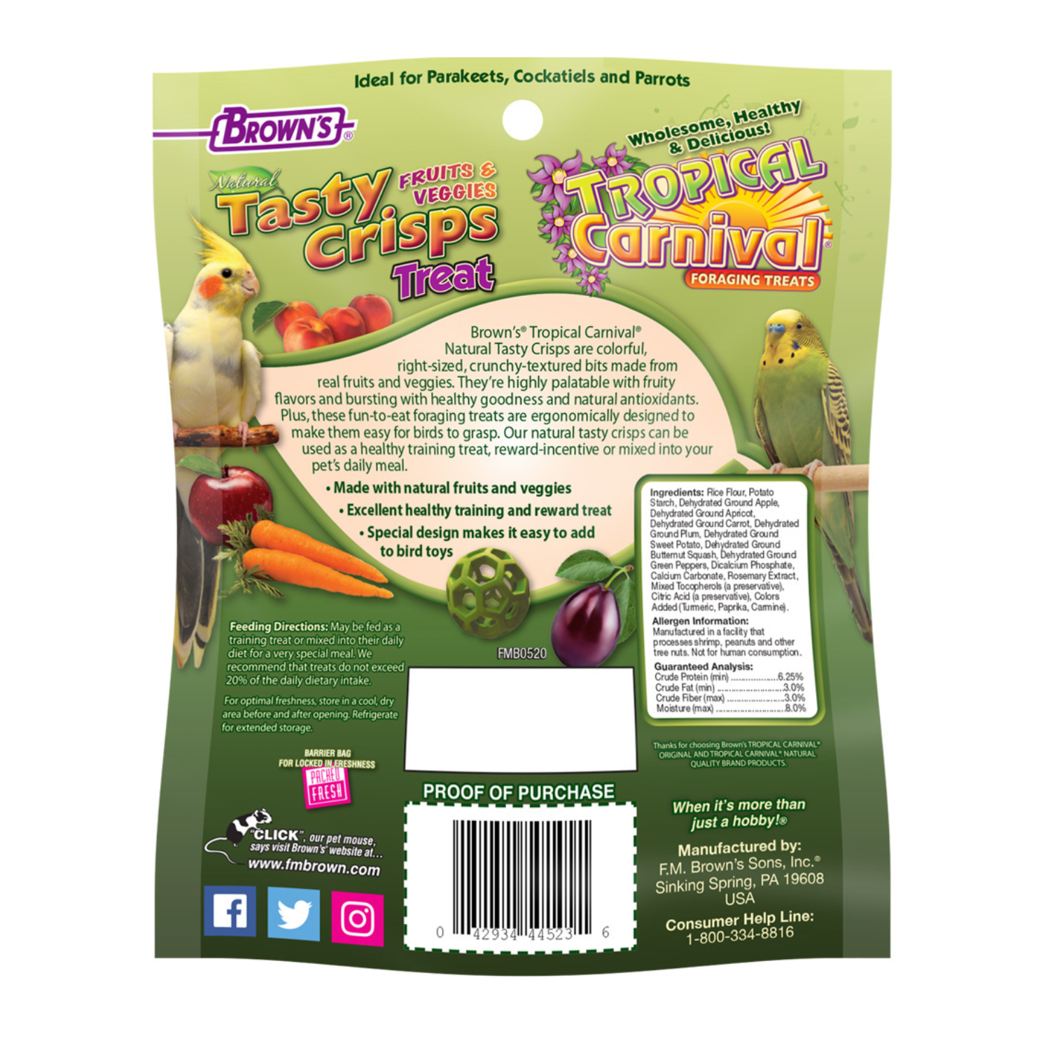 Tropical Carnival® Natural Tasty Crisps for Pet Birds