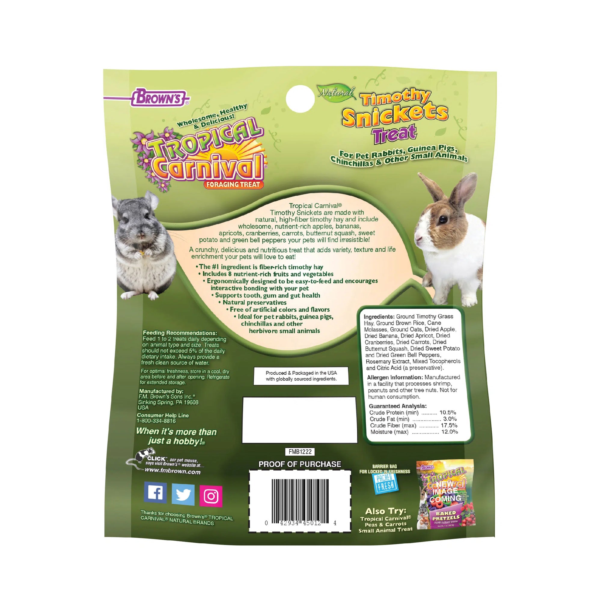 Tropical Carnival® Natural Timothy Snickets Small Animal Treats