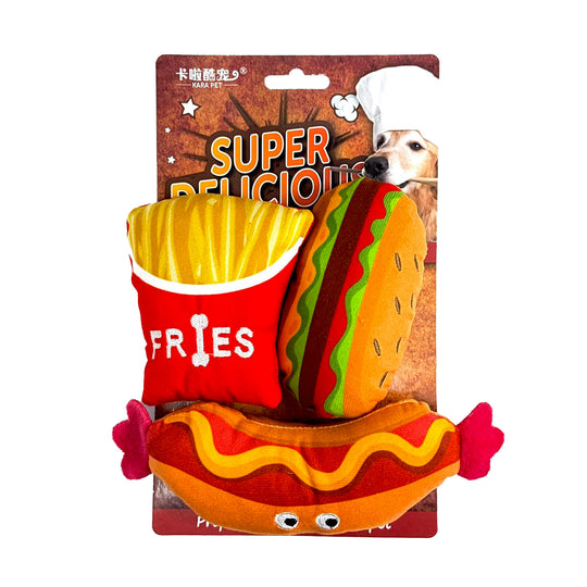 Kara Super Delicious Fast Food Set Squeaky Dog Toy