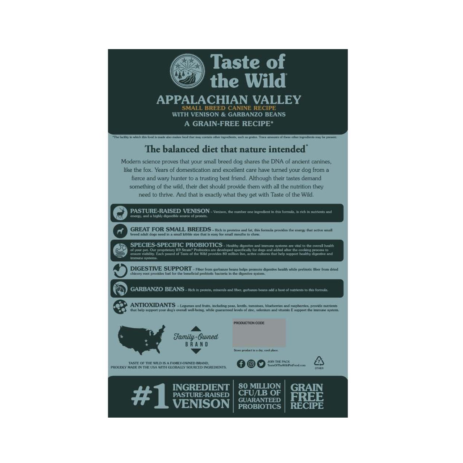 Taste Of The Wild Appalachian Valley with Venison Small Breed Dog Dry Food