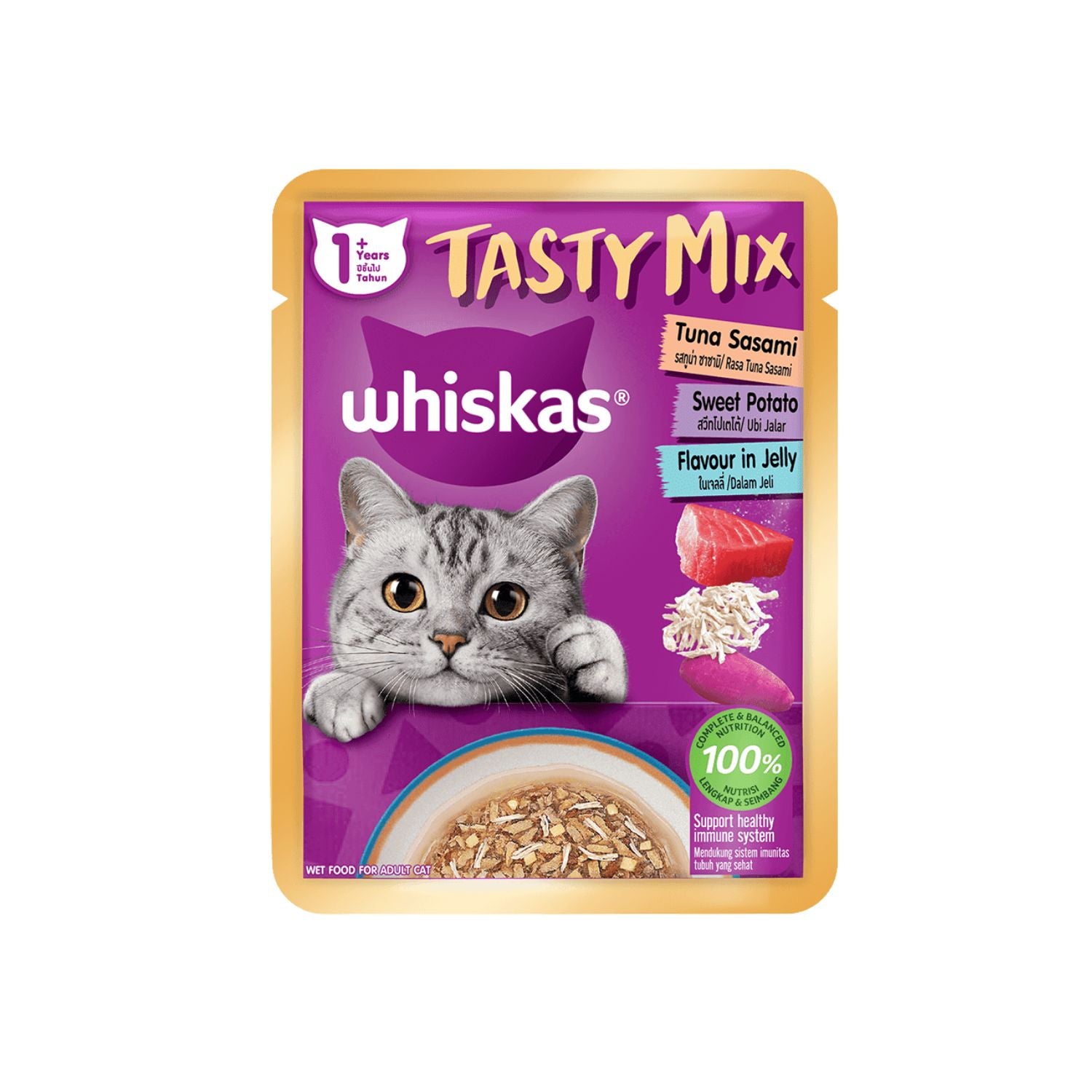 Whiskas Tasty Mix Tuna And Sasami With Sweet Potato Flavour in Jelly