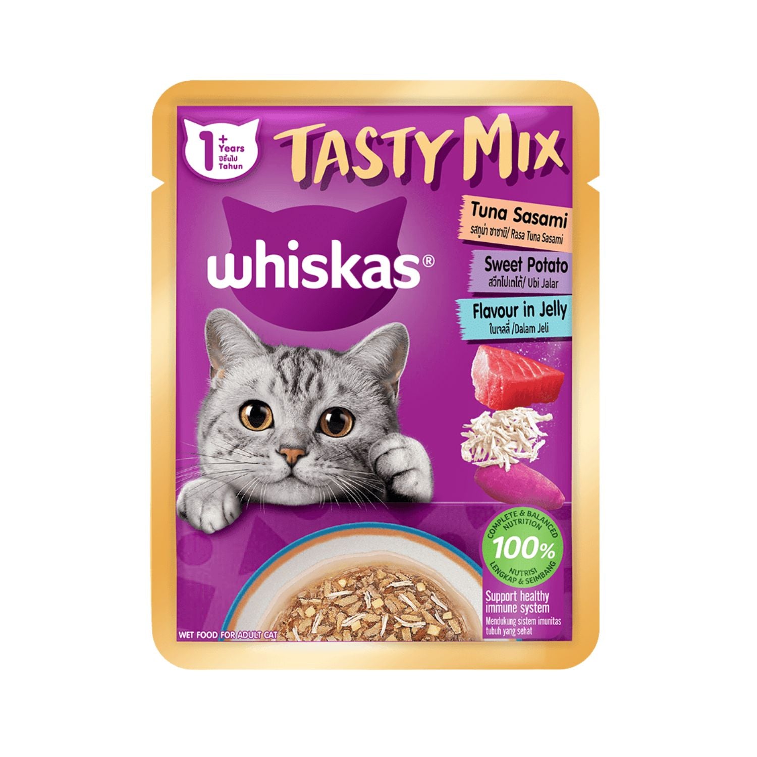 Whiskas Tasty Mix Tuna And Sasami With Sweet Potato Flavour in Jelly