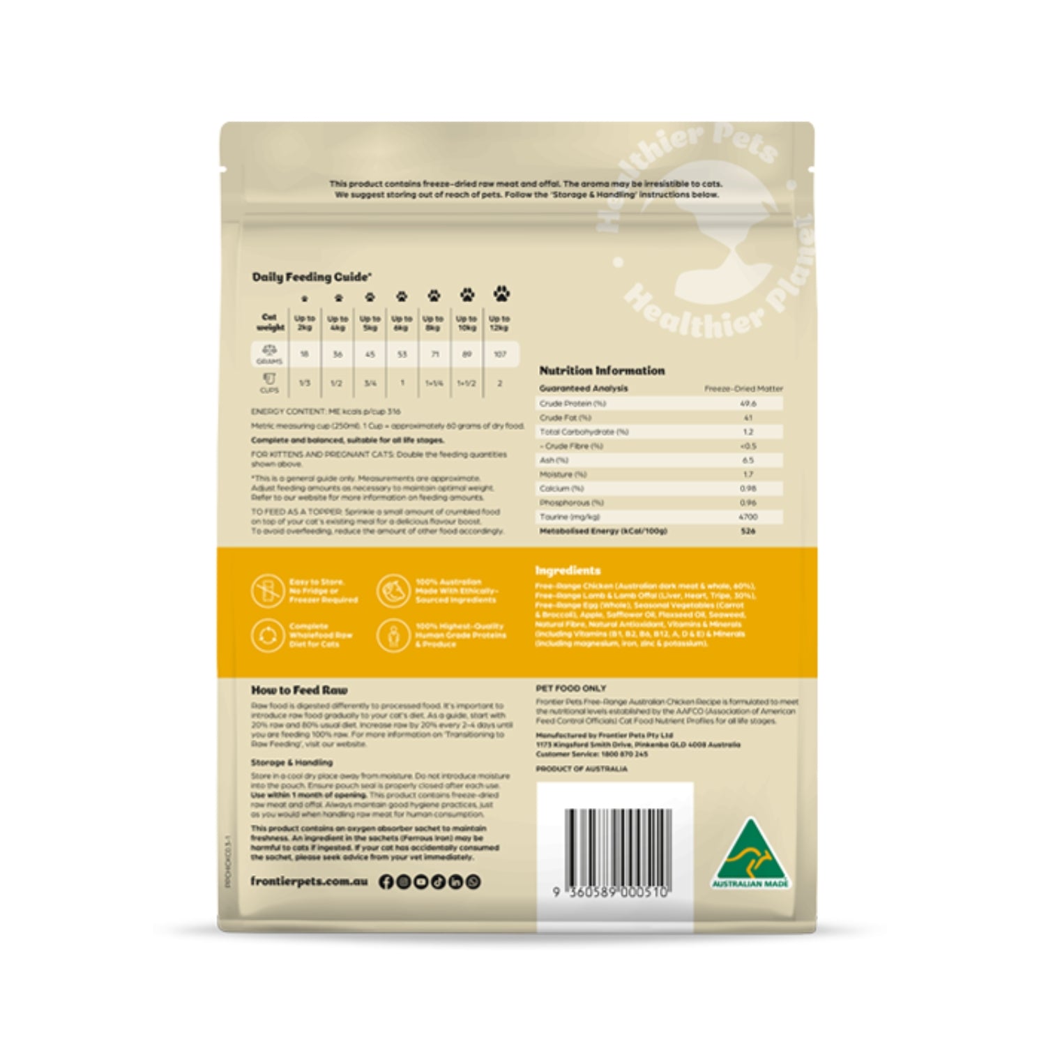 Frontier Free-Range Freeze-Dried Raw Chicken Adult Cat Food