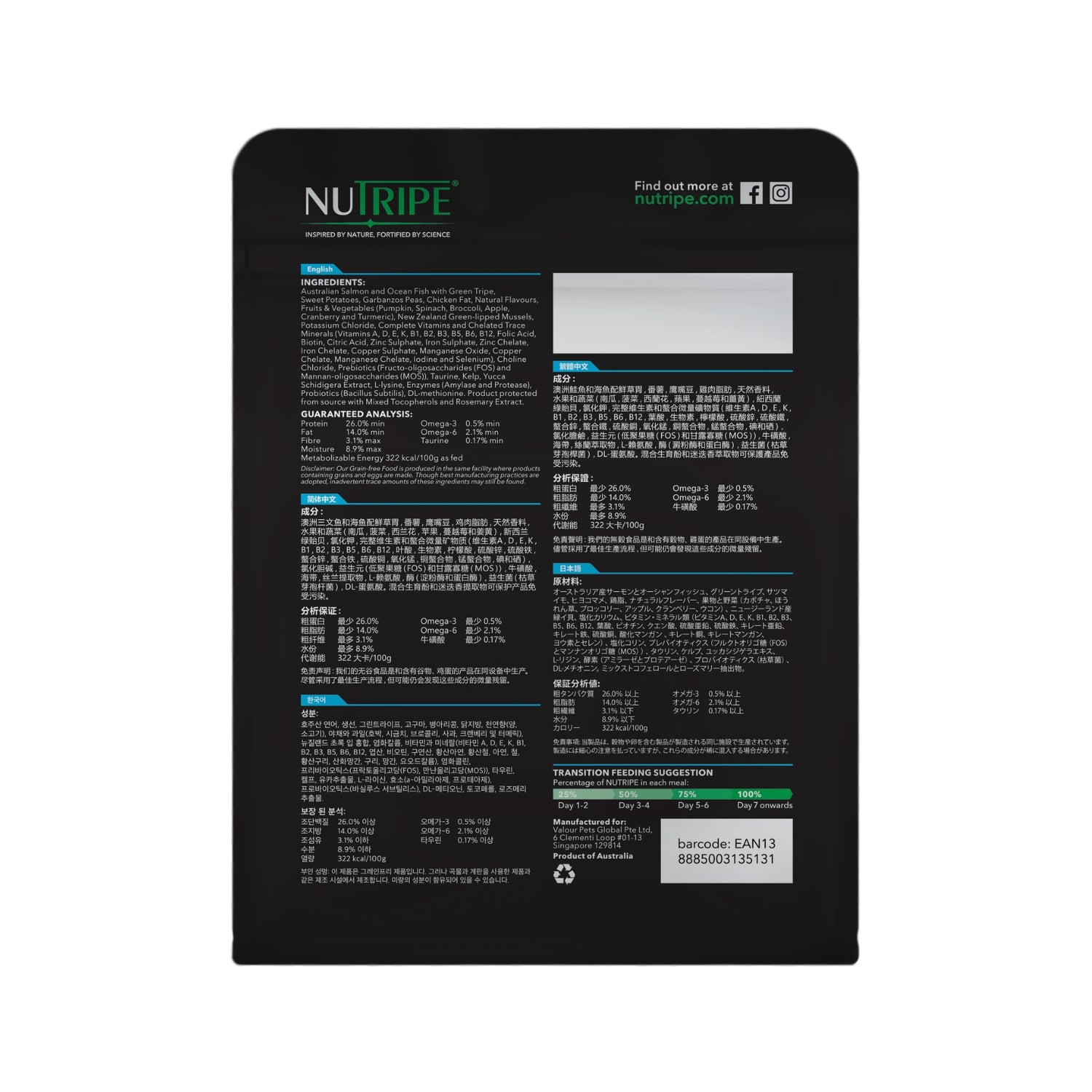 Nutripe Essence Australian Salmon & Ocean Fish with Green Tripe Dog Dry Food