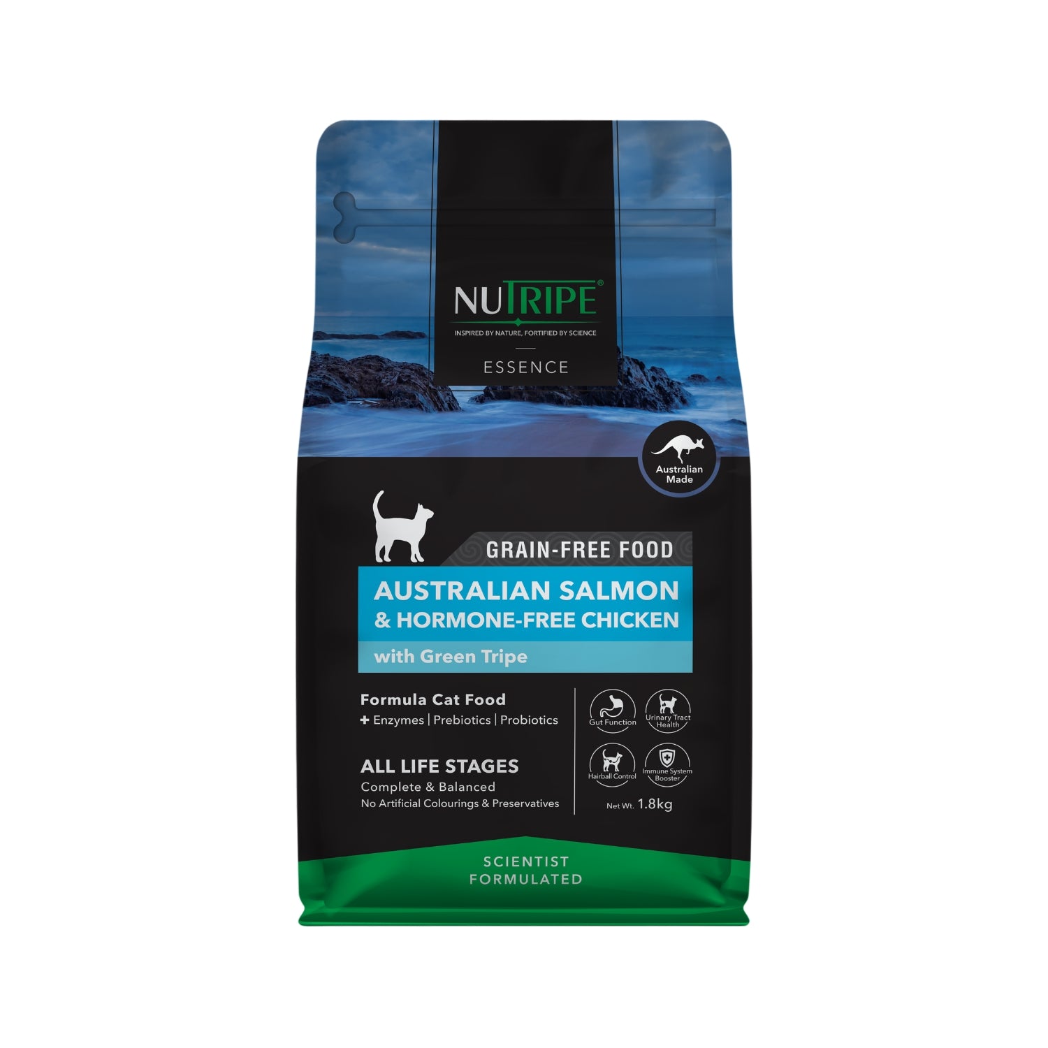 Nutripe Essence Australian Salmon & Hormone-Free Chicken with Green Tripe Cat Dry Food