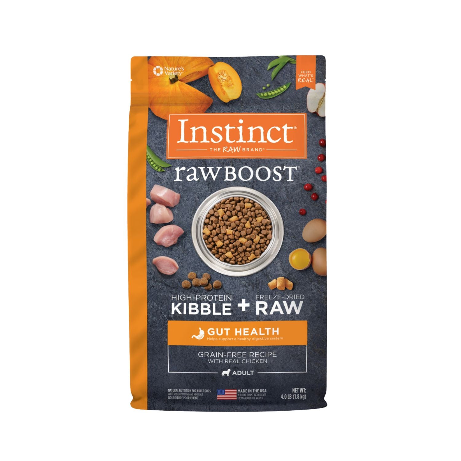 Instinct Raw Boost Gut Health Grain-Free Recipe with Real Chicken Dry Dog Food