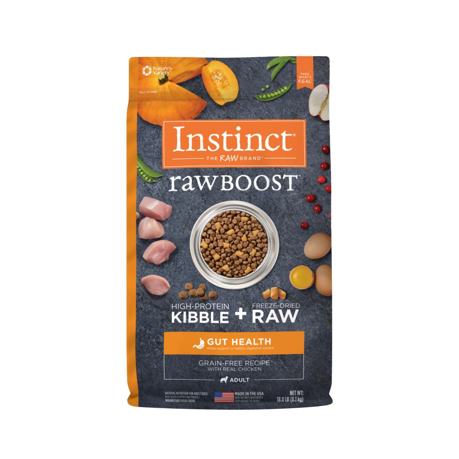 Instinct Raw Boost Gut Health Grain-Free Recipe with Real Chicken Dry Dog Food