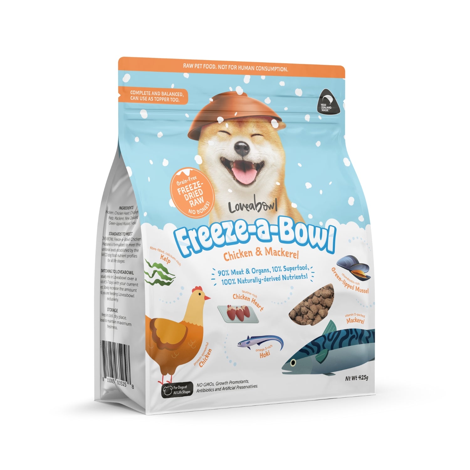Loveabowl Freeze-a-Bowl Freeze Dried Raw Chicken & Mackerel Dog Food