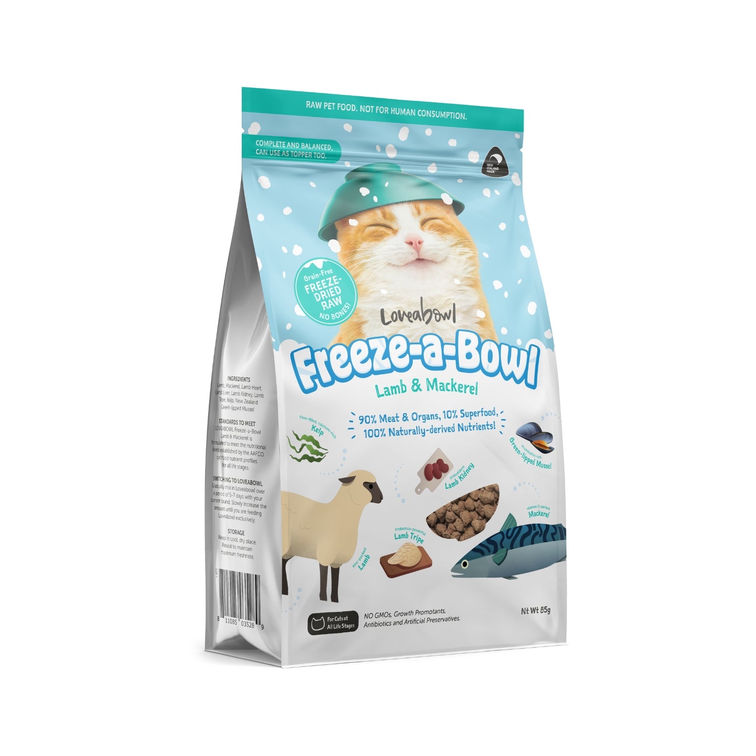 Loveabowl Freeze-a-Bowl Freeze Dried Raw Lamb & Mackerel Cat Food