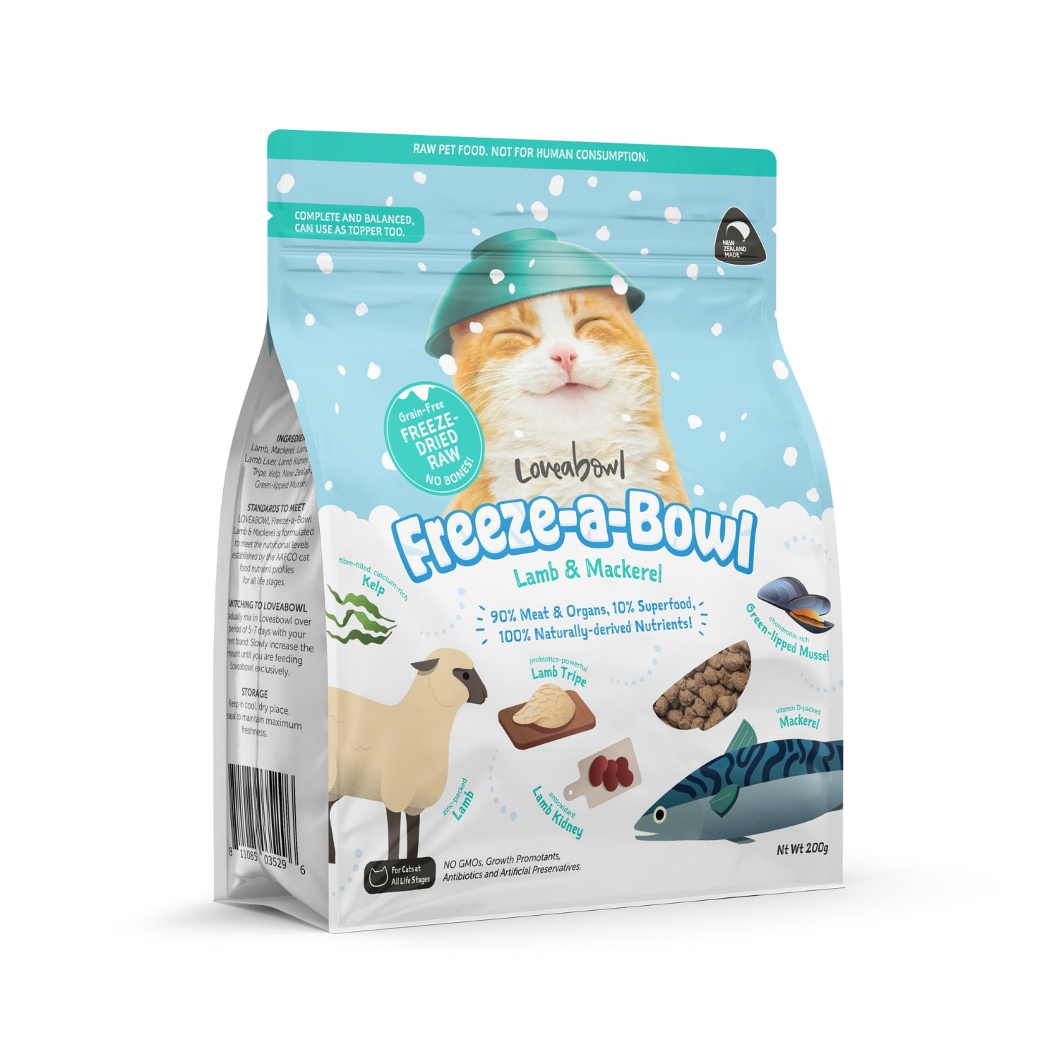 Loveabowl Freeze-a-Bowl Freeze Dried Raw Lamb & Mackerel Cat Food