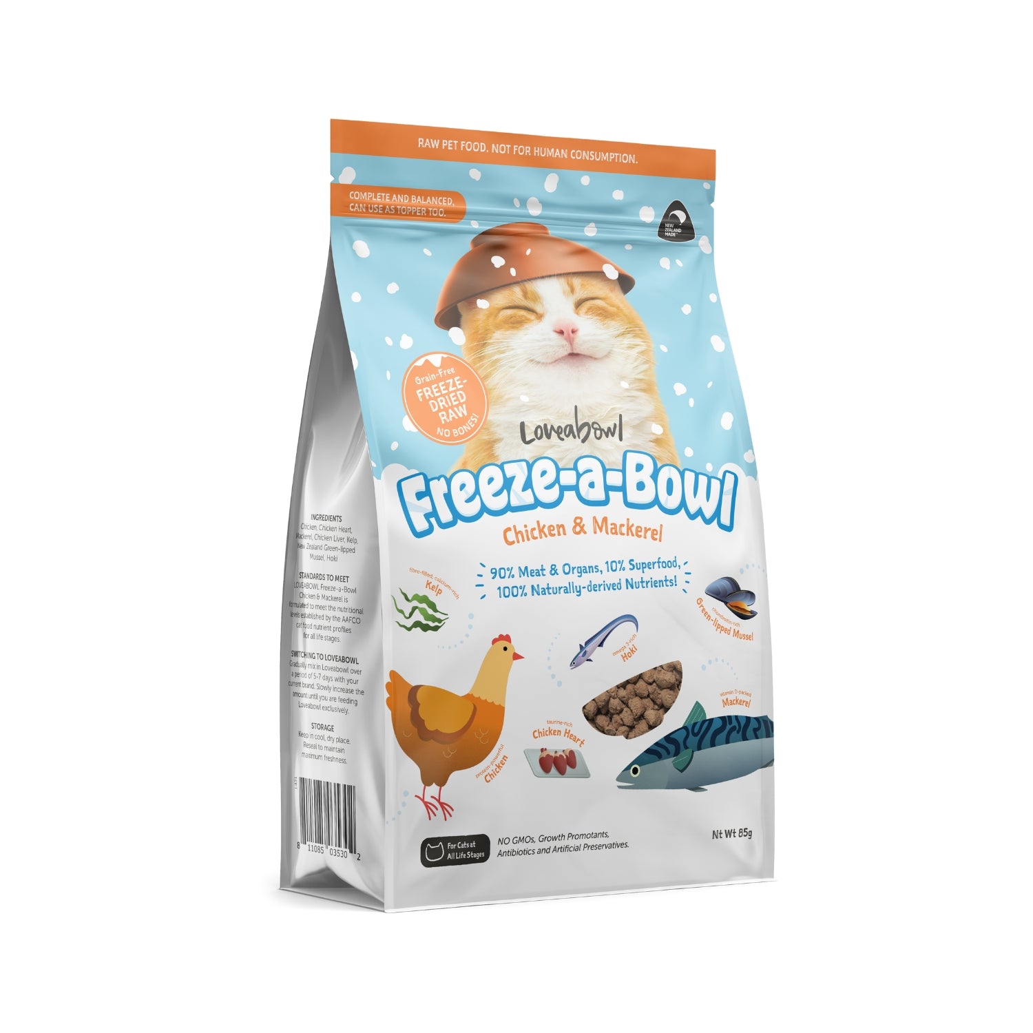 Loveabowl Freeze-a-Bowl Freeze Dried Raw Chicken & Mackerel Cat Food