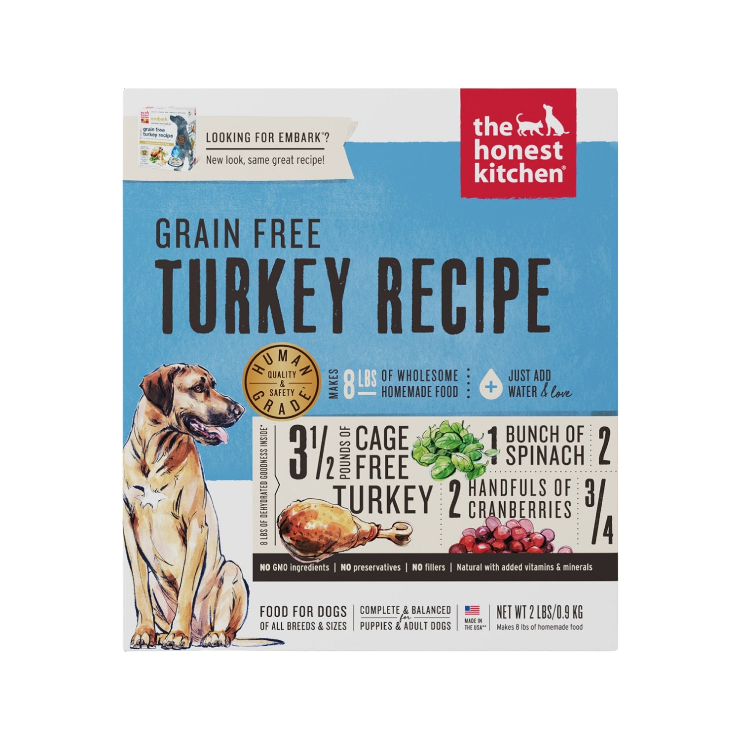 The Honest Kitchen Embark Grain Free Turkey Recipe Dehydrated Dog Food