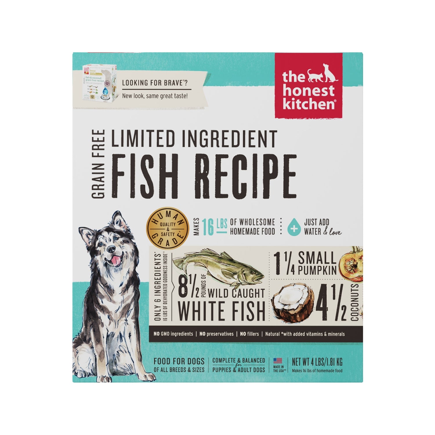 The Honest Kitchen Brave Grain Free Limited Ingredient Fish Recipe Dehydrated Dog Food