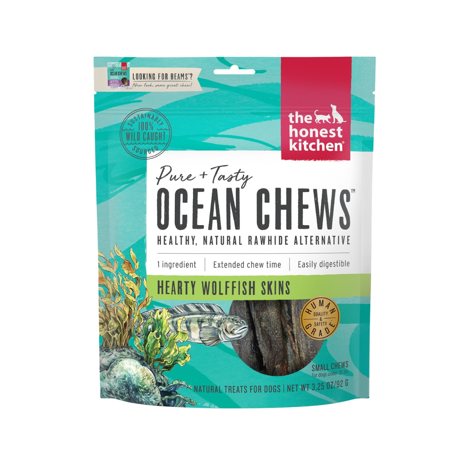 The Honest Kitchen Ocean Chews Hearty Wolffish Skins Dog Treats